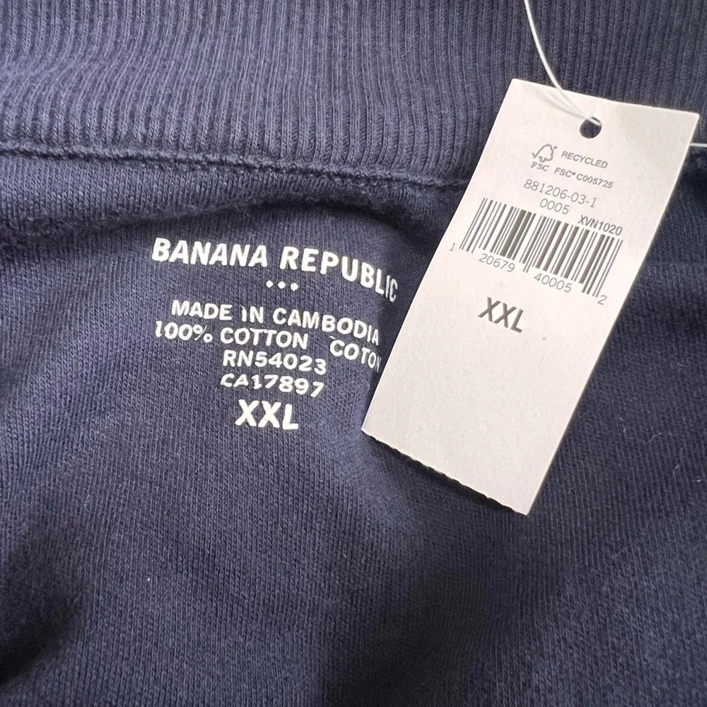 Banana Republic 1/4 Zip Pullover Sweater 100% Cotton Navy Blue Men’s XXL